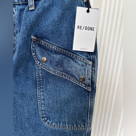 NWT RE/DONE Racer Taper Speedway Jean in blue organic rigid denim. Women’s Sz 29 - Picture 12 of 13